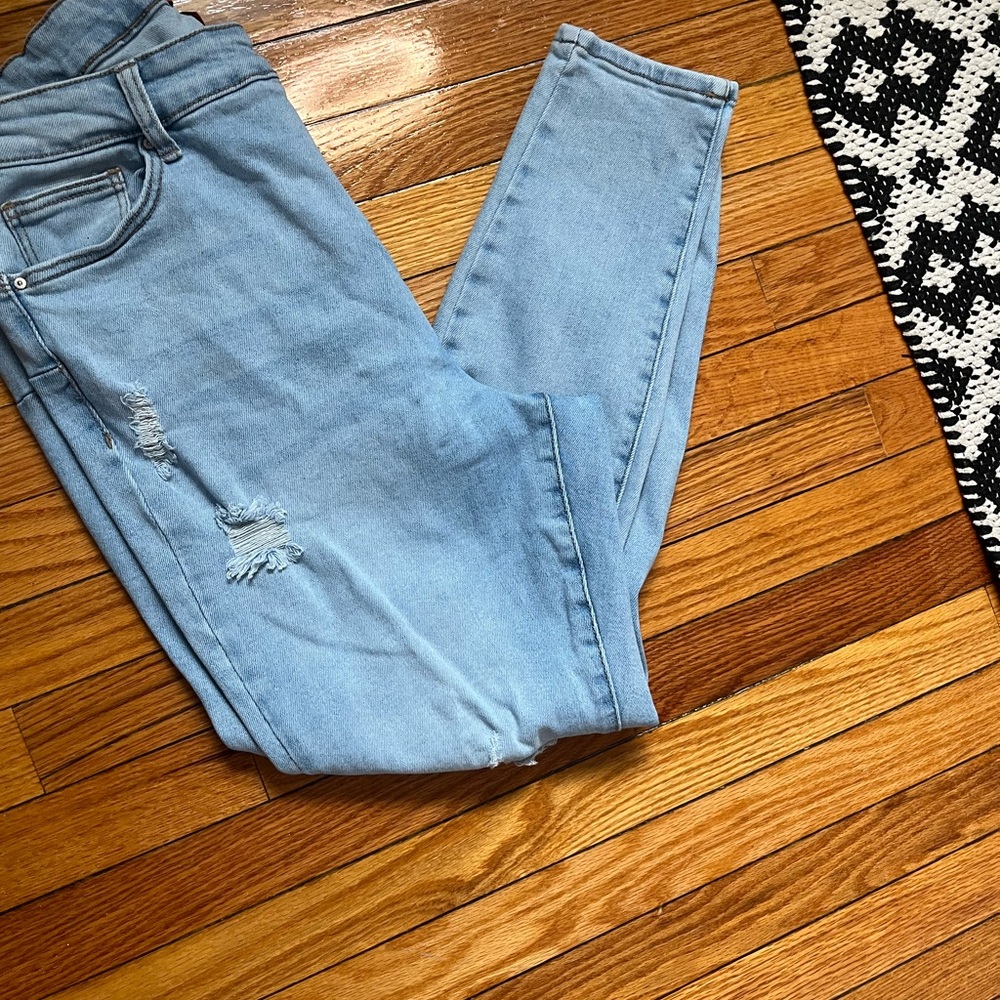 Light Blue Distressed Women Jeans-